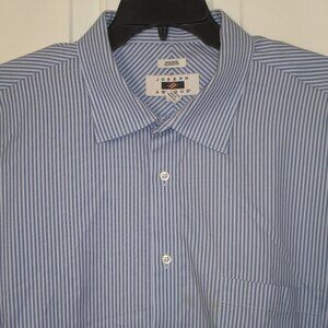 Joseph Abboud Mens L/S Blue Cotton Pinstripe Dress Shirt - Size 18.5/36 Tall*